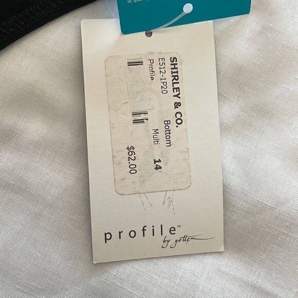 PROFILE BY GOTTEX BLACK BIKINI BOTTOM.  MULTICOLOR FOLDOVER WAIST. NEW W… - Picture 7 of 7